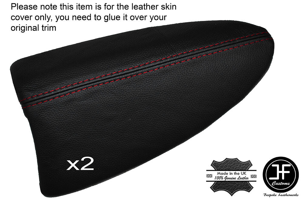 RED STITCH 2X REAR DOOR ARMREST SKIN COVERS FITS BMW MINI CLUBMAN R55 07-14
