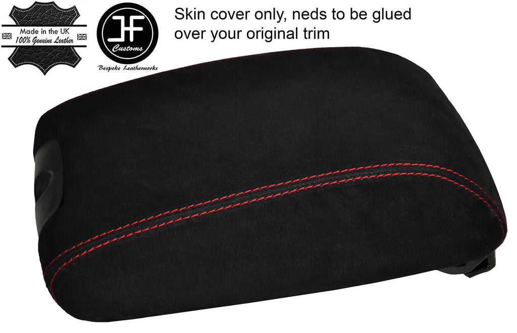 RED STITCHING ARMREST LID REAL SUEDE COVER FITS JEEP WRANGLER 2011-2017