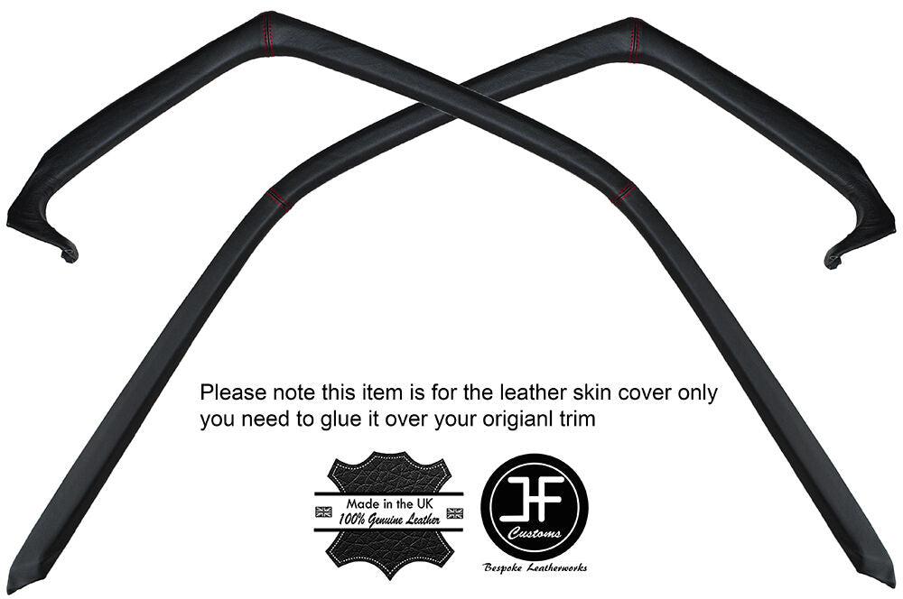 RED STITCH 2X DOOR WINDOW TRIM LEATHER COVERS FITS PORSCHE 928 S S2 S4