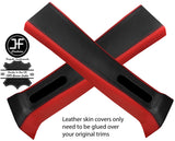 BLACK & RED LEATHER 2X UPPER B PILLAR COVER FOR JEEP WRANGLER JK 11-17 4 DOOR