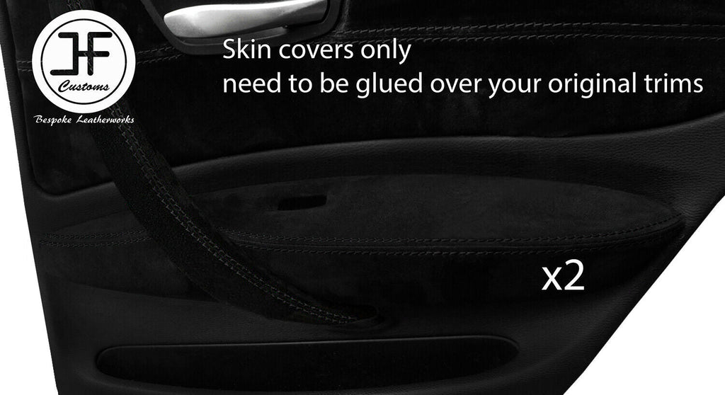 BLACK STITCH 2X REAR DOOR ARMREST TRIM SUEDE COVER FOR BMW 1 SERIES E87 04-12