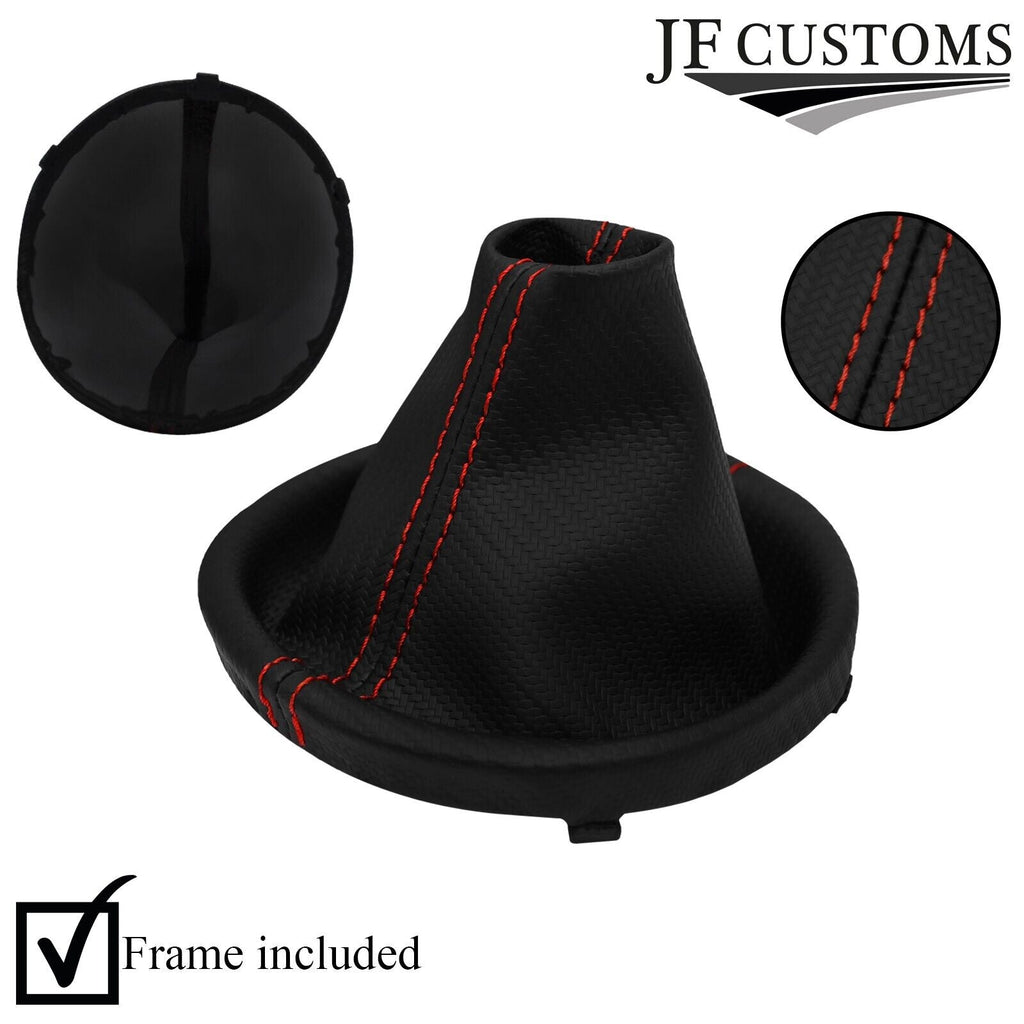 RED STITCH CARBON VINYL GEAR GAITER+FRAME FITS SUBARU IMPREZA WRX STI 15-18