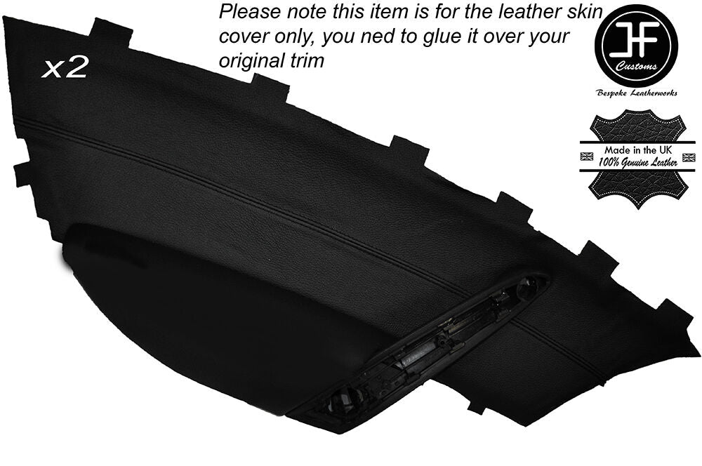 BLACK STITCH 2X DOOR CARD TRIM LEATHER COVERS FITS INFINITI COUPE G37 Q60 08-15