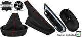 RED STITCH LEATHER MANUAL GAITER SET+PLASTIC FRAME FOR CORVETTE C6 2005-2013