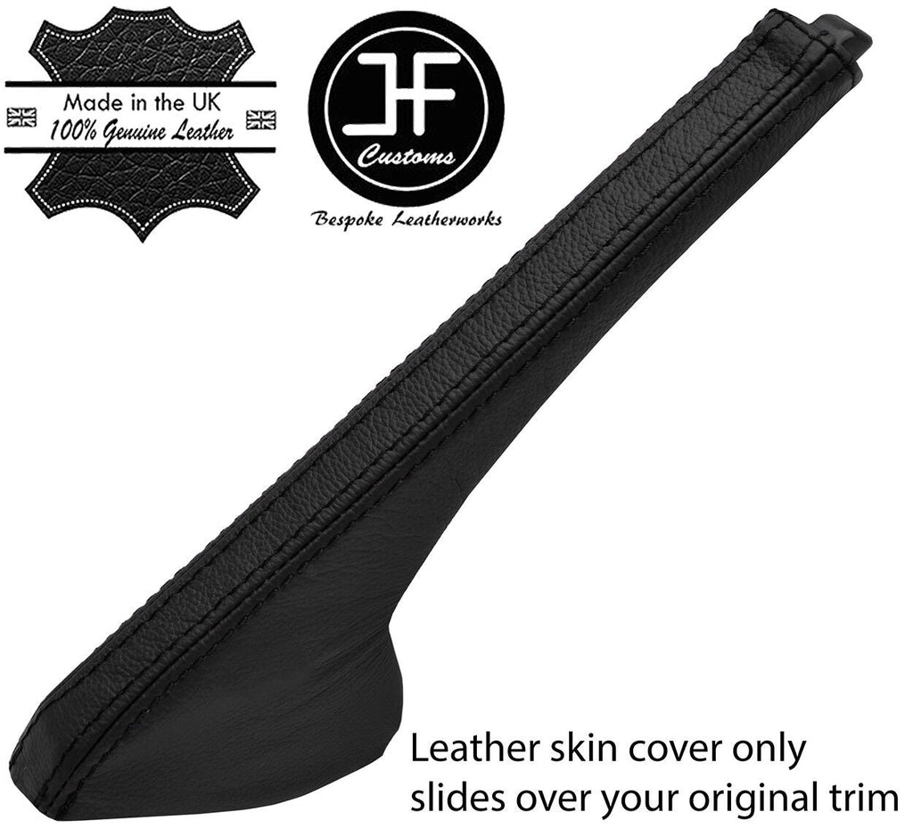 BLACK & BLACK STRIPE REAL LEATHER HANDBRAKE GAITER COVER FITS SAAB 900 CLASSIC