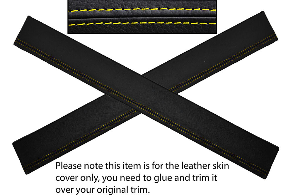 YELLOW STITCH 2X DOOR SILL TRIM LEATHER SKIN COVERS FITS MG MGB GT CUSTOM NEW