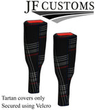 D BLUE STITCH RED TARTAN 2X SEAT BELT TALL COVERS FOR VW T6 TRANSPORTER