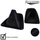 TRI STITCH MANUAL SUEDE GEAR GAITER+PLASTIC FRAME FOR BMW E90 E91 E92 CUSTOM NEW