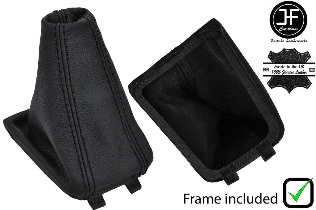 BLACK STITCH LEATHER MANUAL GEAR GAITER+PLASTIC FRAME FITS SKODA FABIA 14-18