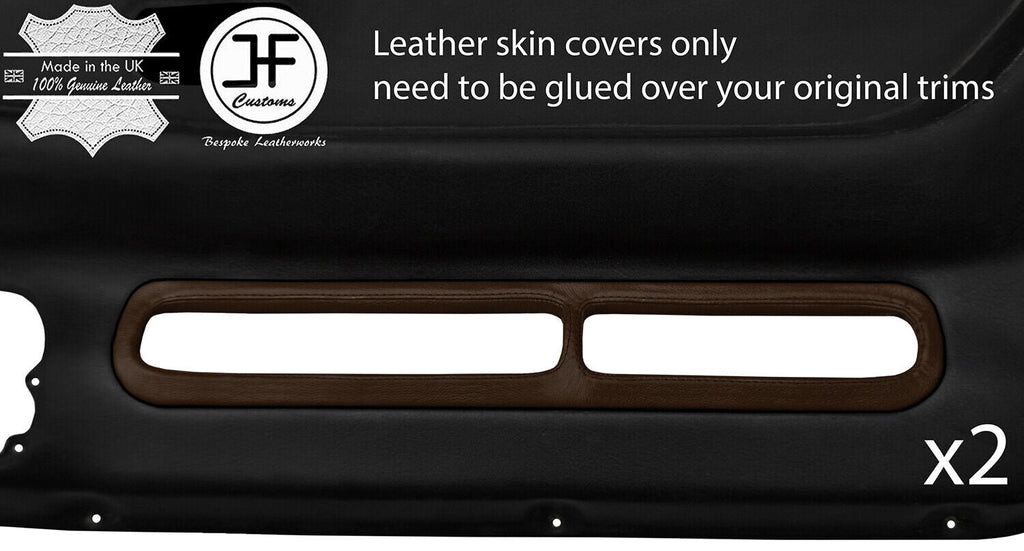 BROWN REAL LEATHER 2X DOOR POCKET TRIM COVERS FOR SKYLINE R32 GTS GTR 89-94