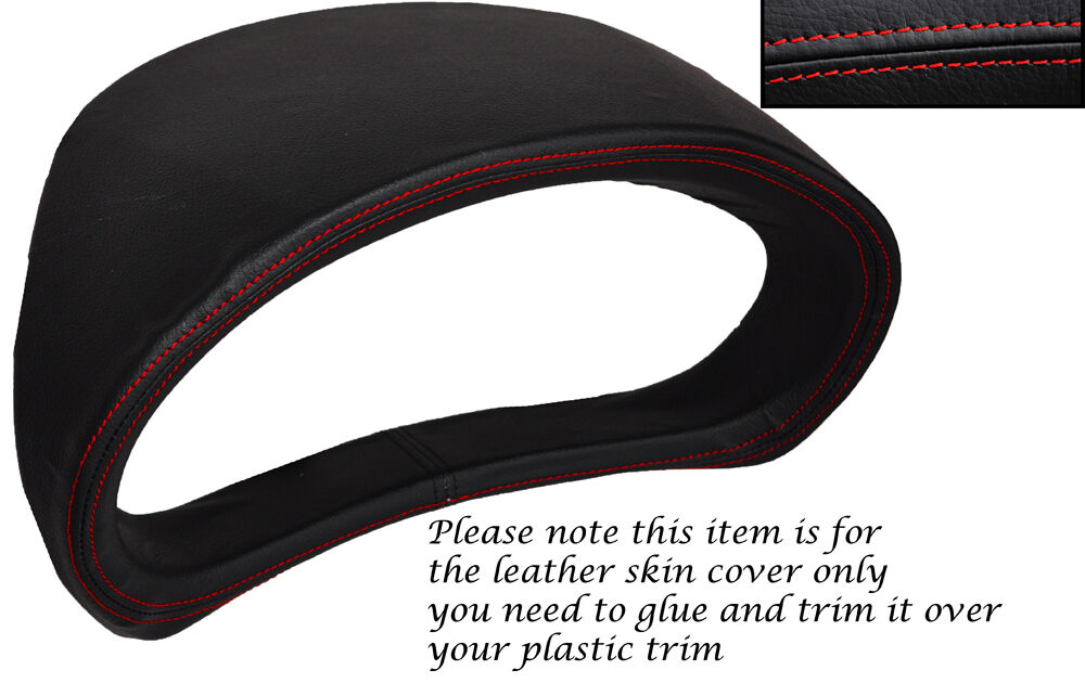 RED STITCH GAUGE HOOD SPEEDO LEATHER COVER FITS SUBARU IMPREZA WRX STI 08-13