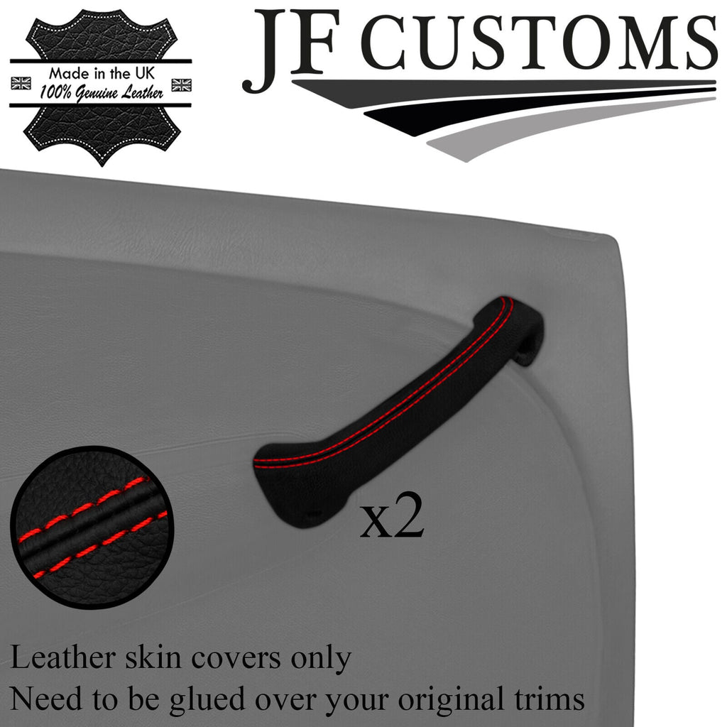 RED STITCH LEATHER 2X REAR DOOR HANDLE TRIM COVER FOR ROVER 45 MG ZS 99-05 JF1