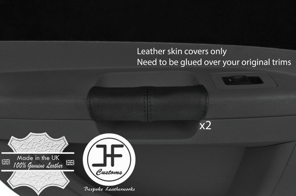 BLACK STITCH 2X REAR DOOR HANDLE LEATHER COVERS FOR CHRYSLER 300C 2005-2011