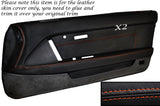 ORANGE STITCH 2X FULL DOOR CARD LEATHER SKIN COVER FITS TOYOTA SUPRA MK3 86-93