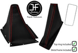 RED STITCH CARBON VINYL GAITERS+FRAME+TOP RING FOR NISSAN SKYLINE R33 93-1998