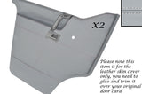 WHITE STITCH 2X DOOR CARDS GREY LEATHER COVERS FITS VW T4 TRANSPORTER CAMPER