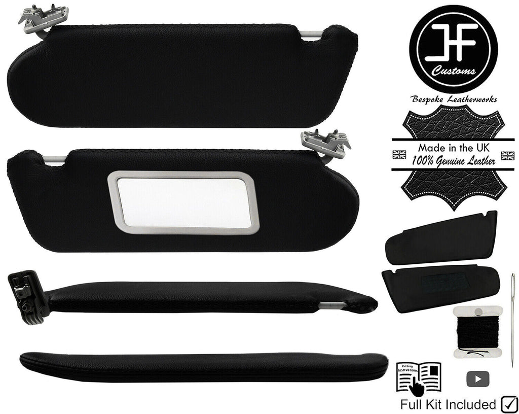 BLACK CROSS STITCH 2X SUN VISOR LEATHER COVERS FOR VAUXHALL ZAFIRA A 99-05 JF1