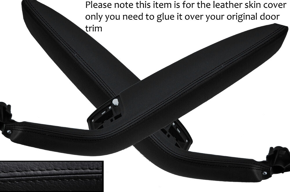 BLACK STITCH 2X FRONT DOOR HANDLE ARMREST COVERS FITS AUDI A3 8P S3 04-12 5DR