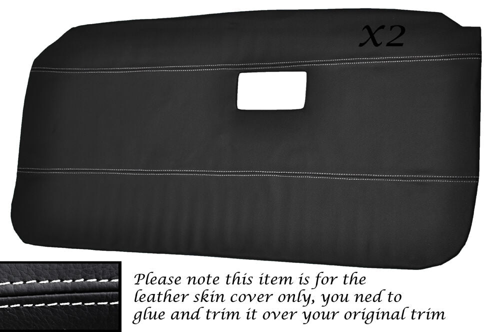 WHITE STITCH 2X DOOR CARDS LEATHER SKIN COVERS FITS MG MGB 1971-1976 CUSTOM NEW
