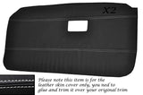 WHITE STITCH 2X DOOR CARDS LEATHER SKIN COVERS FITS MG MGB 1971-1976 CUSTOM NEW