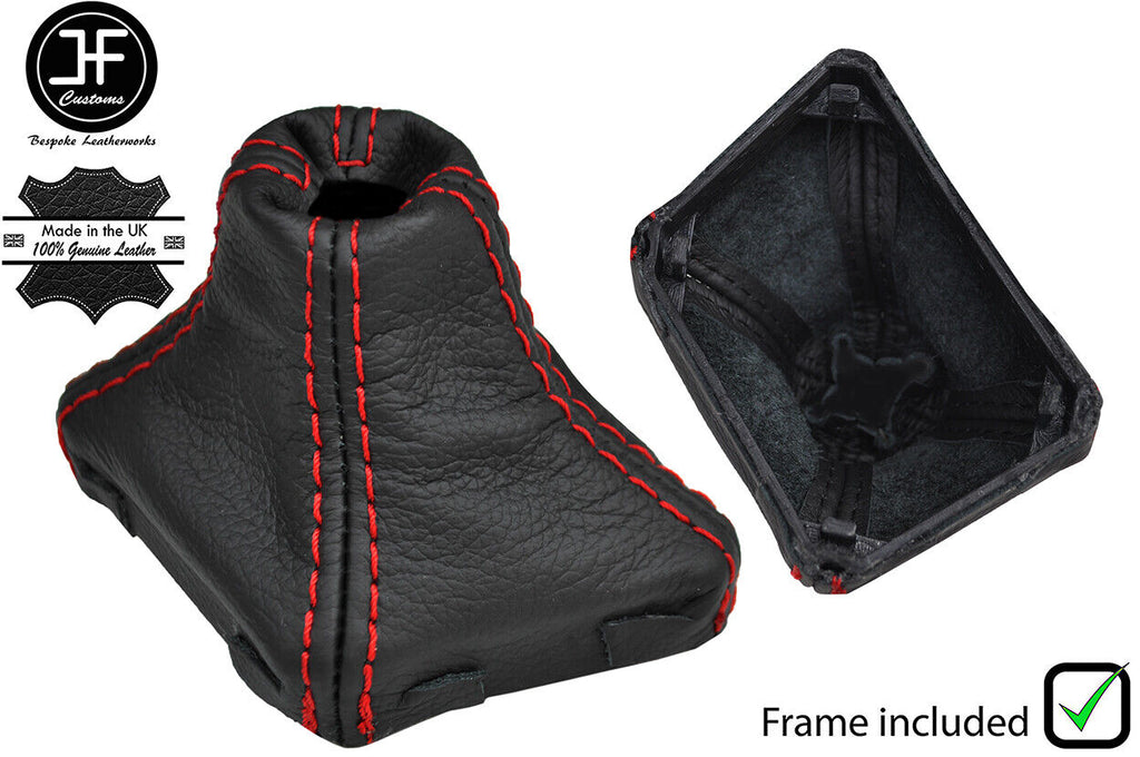 RED STITCH LEATHER AUTOMATIC GEAR GAITER+PLASTIC FRAME FOR VW TOUAREG 17-19