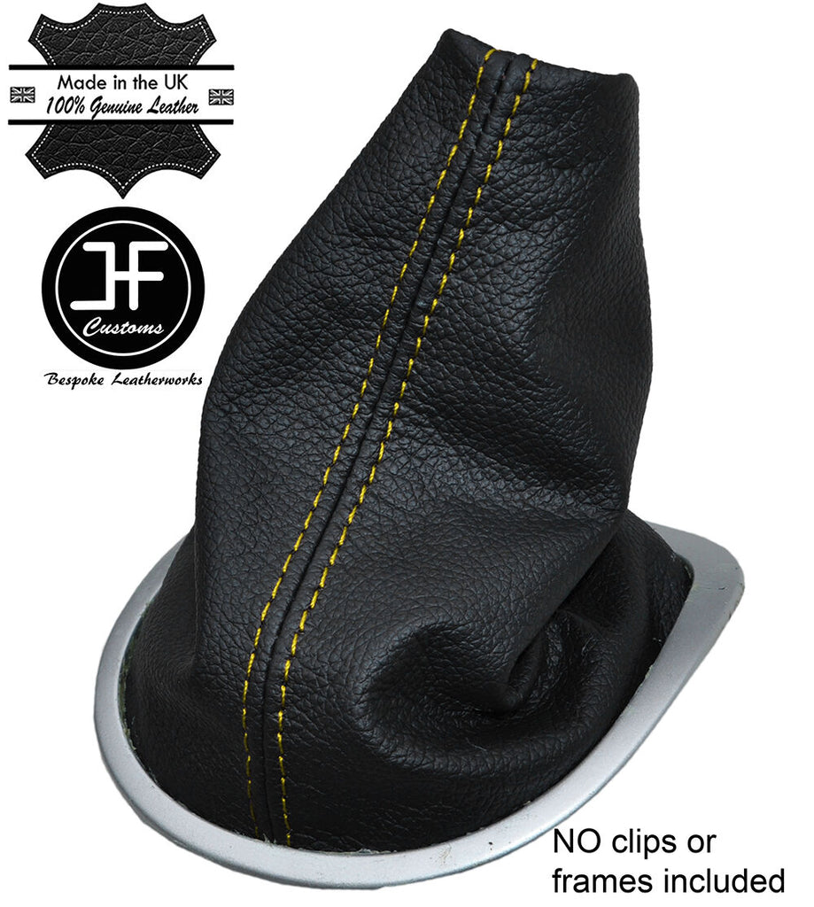 YELLOW STITCHING MANUAL LEATHER GEAR GAITER FITS RENAULT CLIO 2006-2011