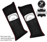 RED STITCH 2X UPPER B PILLAR REAL SUEDE COVERS FITS BMW 5 E60 E61 2003-2011