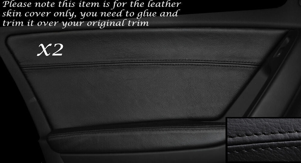 BLACK STITCH 2X REAR DOOR CARD LEATHER SKIN COVERS FITS AUDI A4 B8 2007-2013