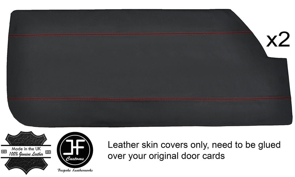 RED STITCH 2X FULL FRONT DOOR CARD REAL LEATHER COVERS FITS GINETTA G15 67-75