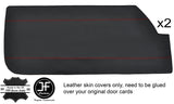 RED STITCH 2X FULL FRONT DOOR CARD REAL LEATHER COVERS FITS GINETTA G15 67-75