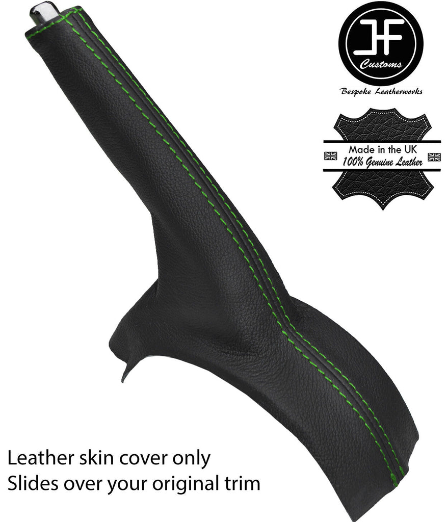 GREEN STITCH TOP GRAIN LEATHER HANDBRAKE GAITER FITS FORD MONDEO MK3 2001-2006