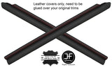 RED STITCH 2X FRONT DOOR INNER SILL LTHR COVER FOR VW GOLF MK2 JETTA 4 DOOR