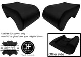 BLACK REAL TOP GRAIN LEATHER 2X REAR HEADREST COVERS FOR ROVER P5 P5B V8 COUPE