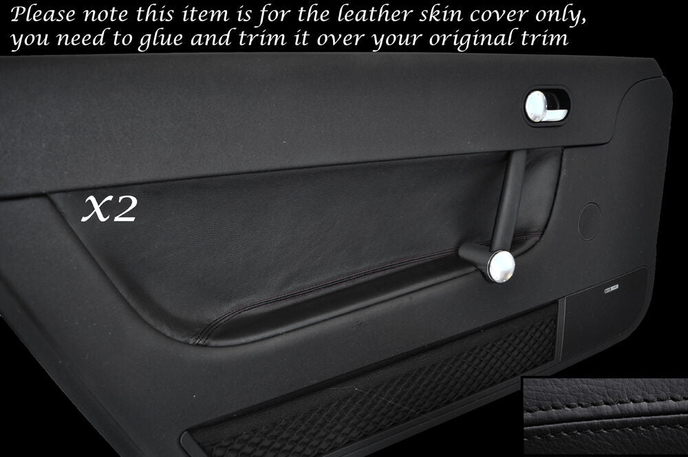 BLACK STITCH 2X DOOR CARD TRIM LEATHER SKIN COVERS FITS AUDI TT MK1 1998-2006