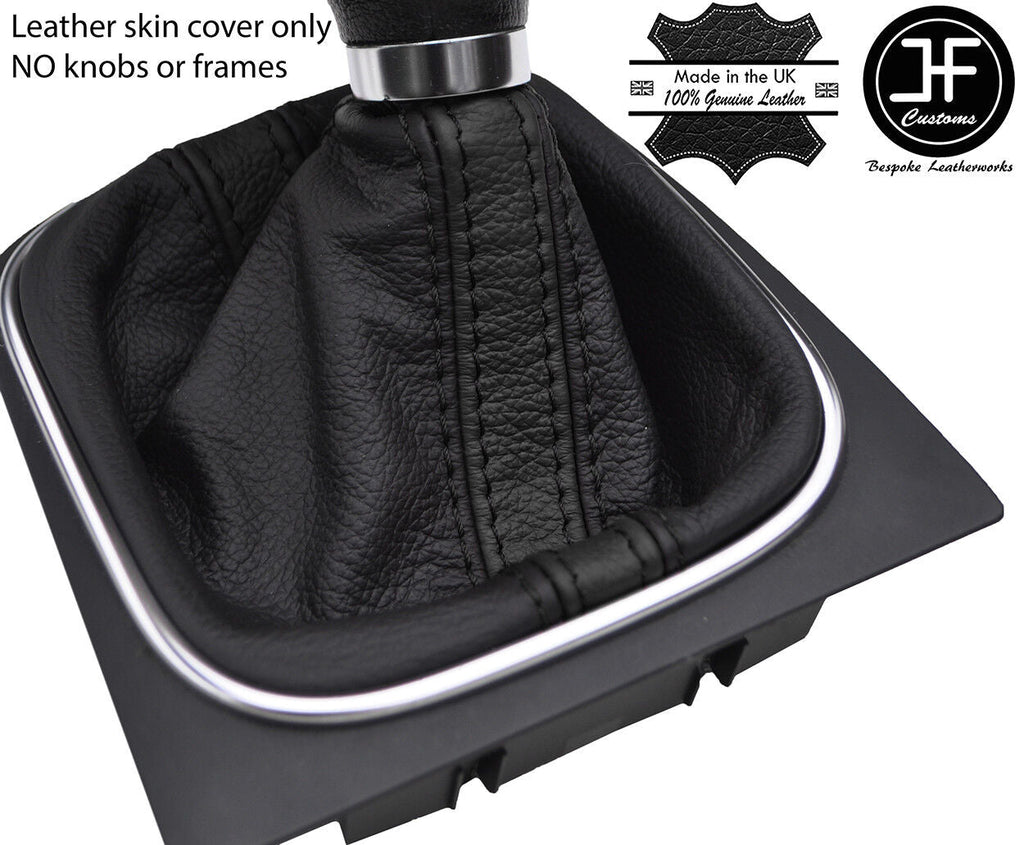 BLACK & BLACK STRIPE TOP GRAIN LEATHER  GEAR GAITER FOR VW GOLF MK5 V 03-09
