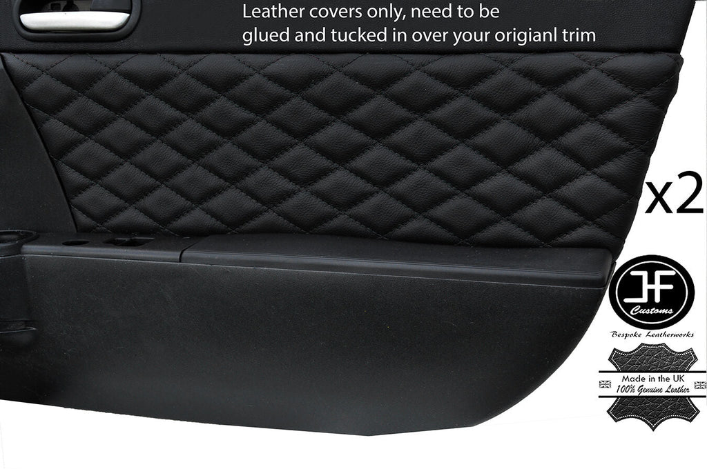 BLACK DIAMOND STITCH 2X DOOR CARD TRIM LEATHER COVERS FITS MAZDA MX5 MK3 05-14