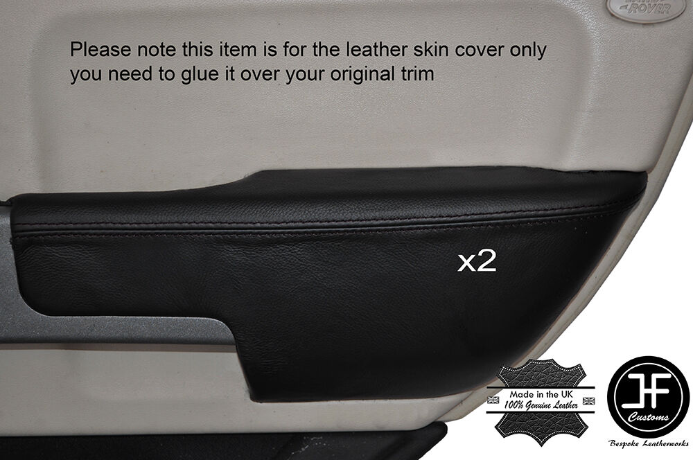 BLACK STITCH 2X REAR DOOR ARMREST SKIN COVERS FITS RANGE ROVER VOGUE L322