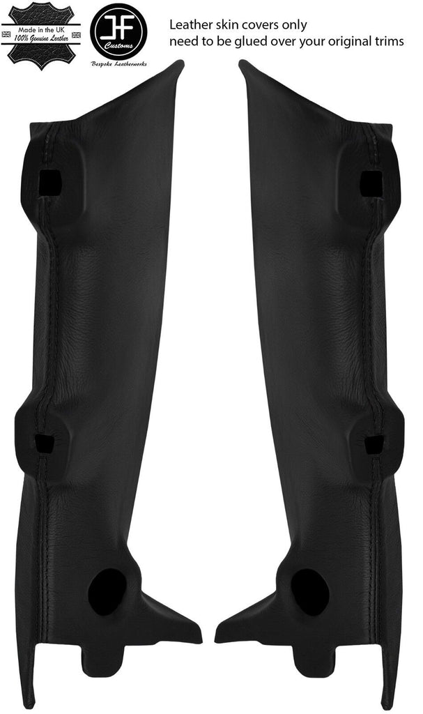 BLACK STITCH 2X A PILLAR TOP GRAIN REAL LEATHER COVERS FITS HUMMER H2 2003-2007
