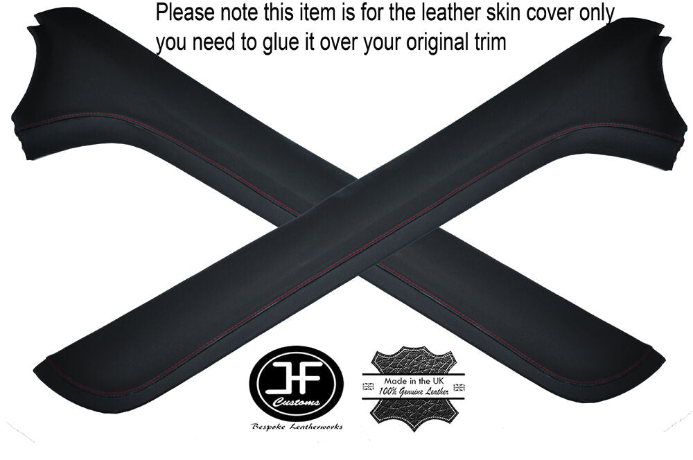 RED STITCH 2X CENTER CONSOLE SIDE TRIM LEATHER COVERS FITS JAGUAR XF 08-15