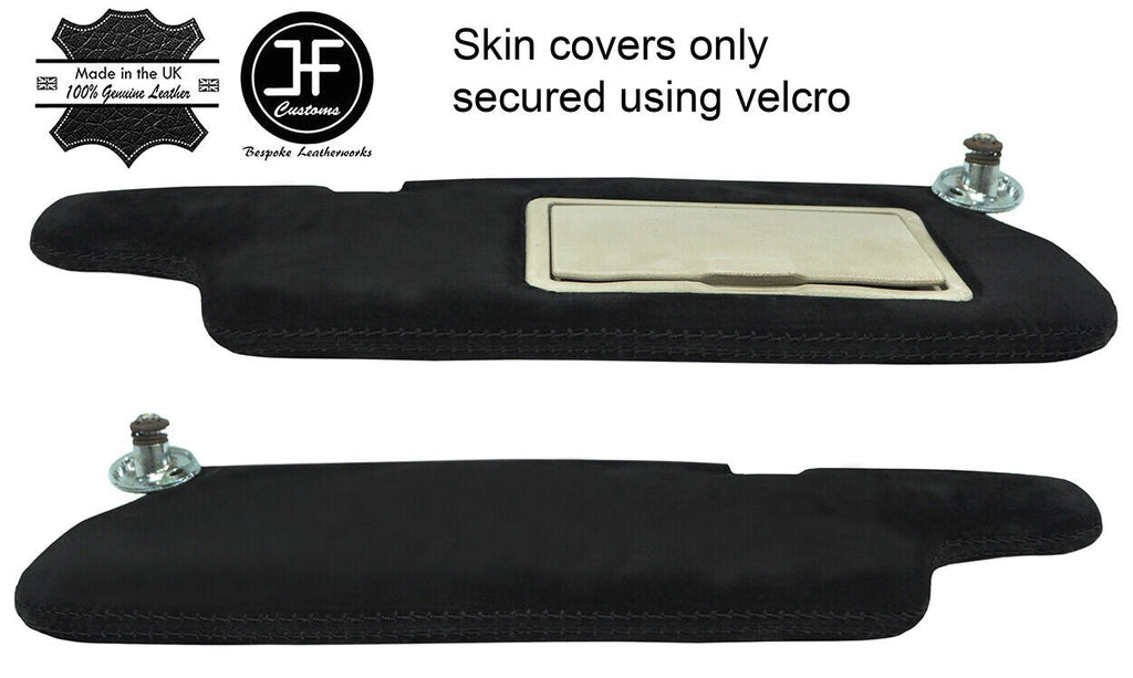 BLACK STITCH 2X SUN VISORS LUXE SUEDE COVERS FITS TOYOTA CELICA SUPRA 1982-1985
