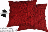 2X EXCLUSIVE LUXURY GENUINE SUEDE GORGEOUS CUSHION DESIGN LARGE RED CUSTOM NEW