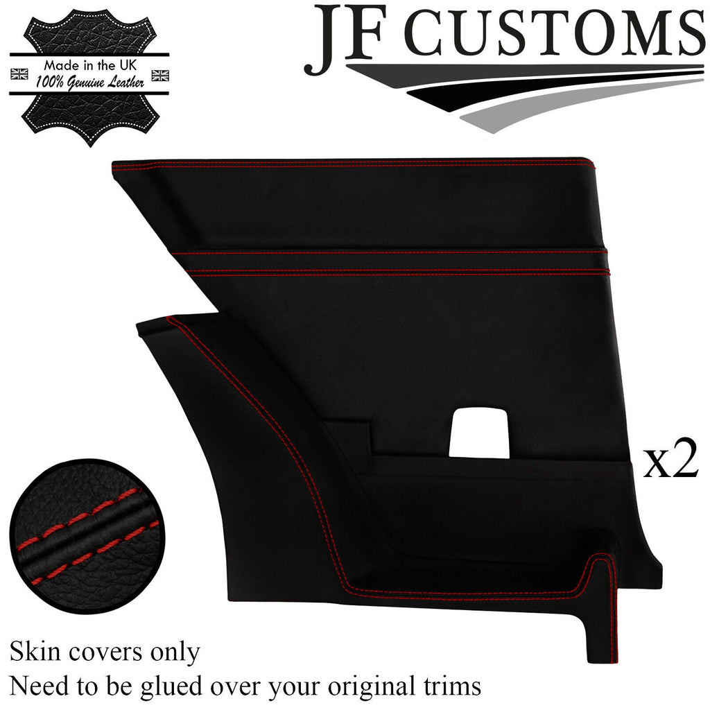 D RED STITCH LEATHER 2X REAR DOOR CARD COVERS FITS LANCIA BETA VOLUMEX COUPE