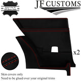 D RED STITCH LEATHER 2X REAR DOOR CARD COVERS FITS LANCIA BETA VOLUMEX COUPE