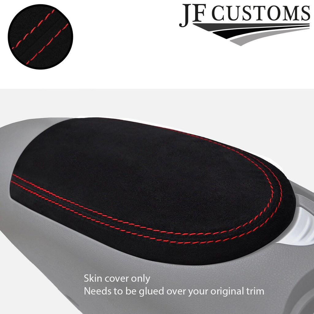 RED STITCHING REAL SUEDE ARMREST LID COVER FITS 370Z Z34 2009-2017 STYLE 2