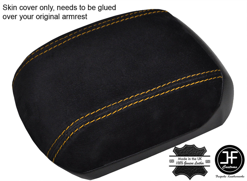 YELLWO STITCH REAL SUEDE ARMREST COVER FITS CHEVROLET CRUZE 2011-2015 CUSTOM NEW