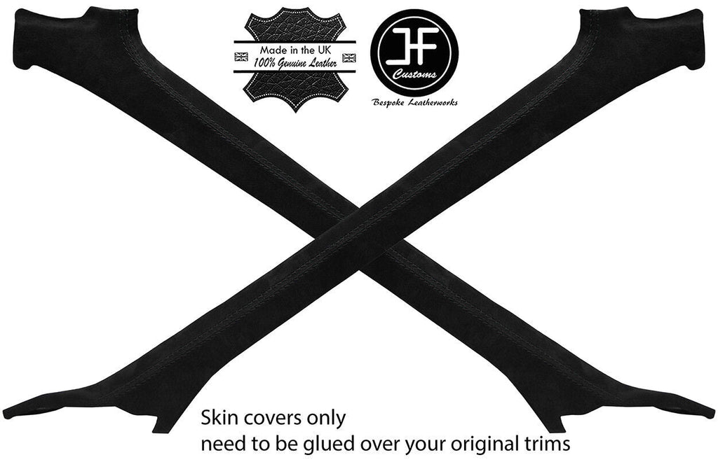 BLACK STITCH 2X A PILLAR SUEDE COVERS FOR MAZDA RX7 FC3S 86-91 CONVERTIBLE