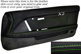 GREEN STITCH 2X FULL DOOR CARD LEATHER SKIN COVER FITS TOYOTA SUPRA MK3 86-93