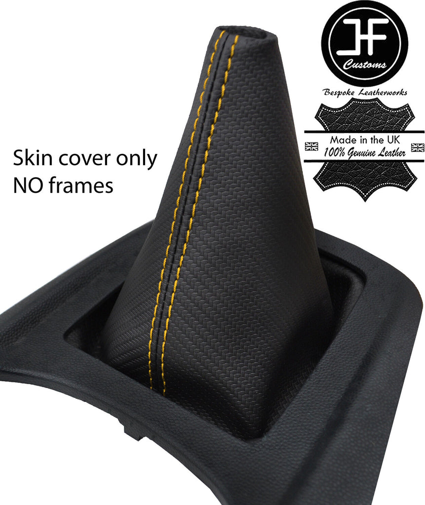 YELLOW STITCH CARBON FIBER VINYL MANUAL  GEAR GAITER FITS FORD FIESTA MK7 08-13