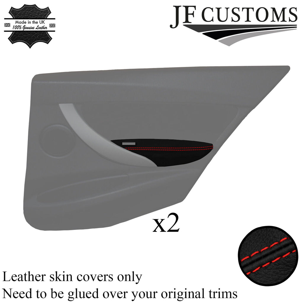 RED STITCH LEATHER 2X REAR DOOR ARMREST COVER FOR BMW F30 11-18 SALOON