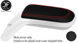 RED STITCH CARBON VINYL ARMREST LID COVER FOR BMW MINI R55 R56 R57 07-14